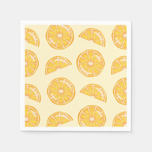 Orange Citrus Fruit Slices Illustrated Pattern Napkins
