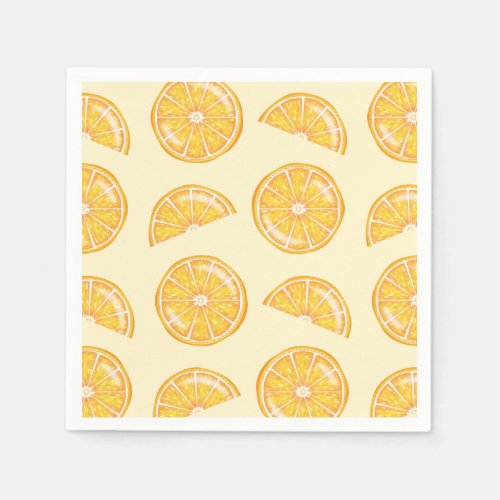 Orange Citrus Fruit Slices Illustrated Pattern Napkins