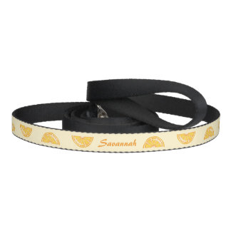 Orange Citrus Fruit Slices With Custom Pet Name Leash