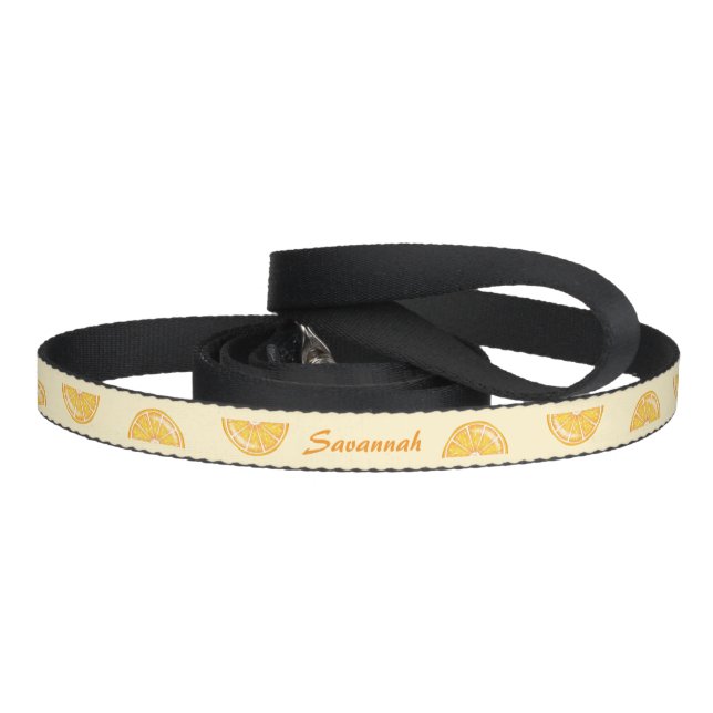 Orange Citrus Fruit Slices With Custom Pet Name Leash (Handle)