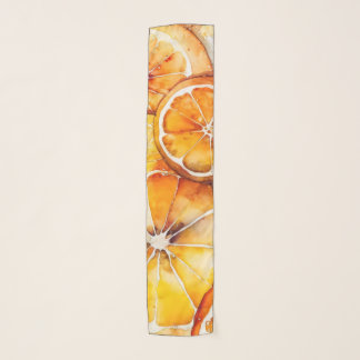 Orange Citrus Fruit Summer Splash Watercolor Scarf