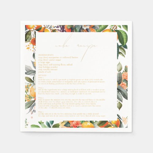 Orange Citrus Fruit Wedding Cake Recipe Napkins