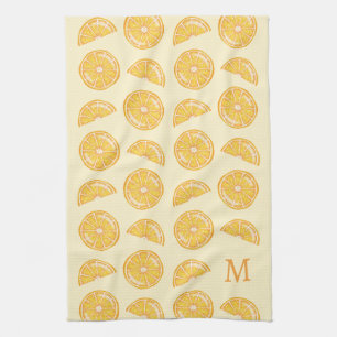 Orange Citrus Fruits With Custom Monogram Kitchen Towel