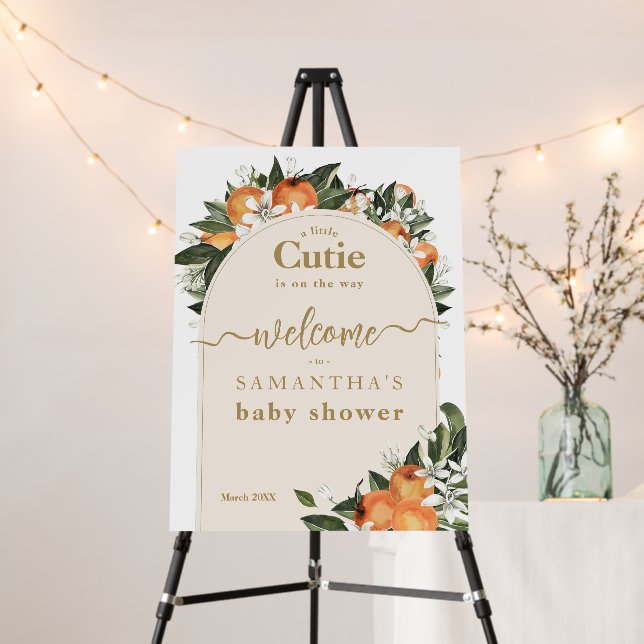 Orange citrus grenery Little cutie Baby Shower Foam Board (In Situ (Stand))
