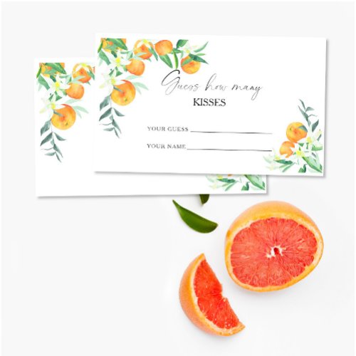 Orange citrus _ guess how many kisses bridal game enclosure card