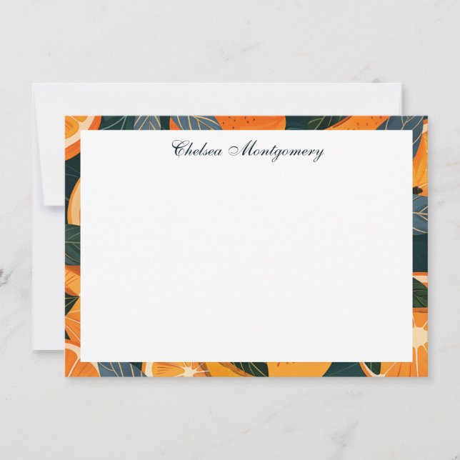 Orange Citrus Illustration Personalized Note Card (Front)