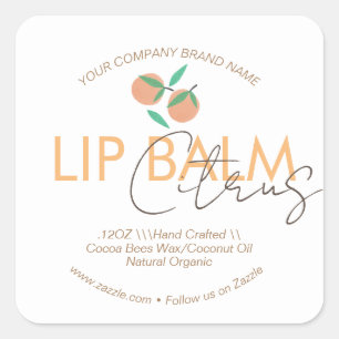 Orange Citrus Lip Balm Business Packaging     Square Sticker