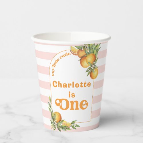 Orange Citrus Little Cutie 1st Birthday Paper Cup