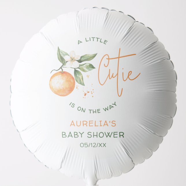 Orange Citrus Little Cutie | Baby Shower Balloon (Front)