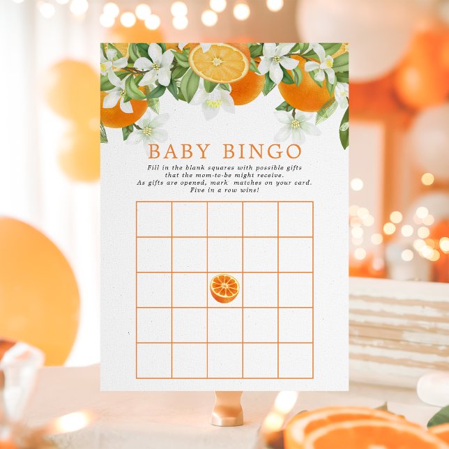 Orange Citrus Little Cutie Baby Shower Bingo Game Invitation (Creator Uploaded)