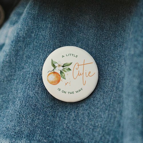 Orange Citrus Little Cutie Baby Shower Button
