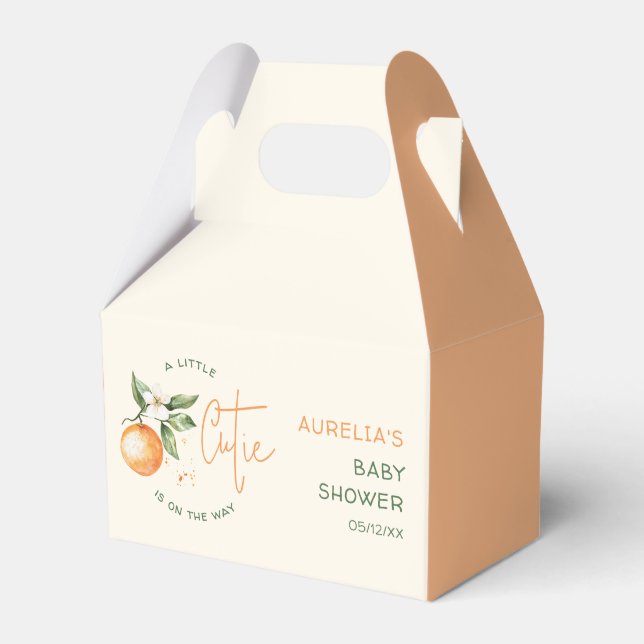 Orange Citrus Little Cutie Baby Shower Favor Box (Front Side)