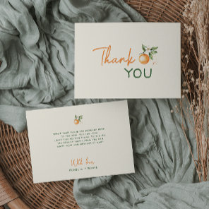 Orange Citrus Little Cutie Baby Shower Flat Thank You Card