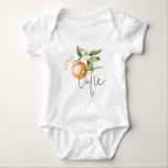 Orange Citrus Little Cutie Baby Shower Gift Baby Bodysuit<br><div class="desc">Introducing our orange citrus little cutie baby shower gift baby bodysuit, perfect for a fun, gender-neutral celebration! This zesty design features a delightful citrus orange clementine fruit theme, brought to life with a simple boho-inspired watercolor style. It is ideal for welcoming a little boy or girl in a joyful and...</div>