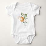 Orange Citrus Little Cutie Baby Shower Gift Tshirt<br><div class="desc">Introducing our orange citrus little cutie baby shower gift baby t-shirt, perfect for a fun, gender-neutral celebration! This zesty design features a delightful clementine orange theme, brought to life with a simple boho-inspired watercolor style. It is ideal for welcoming a little boy or girl in a joyful and vibrant way....</div>