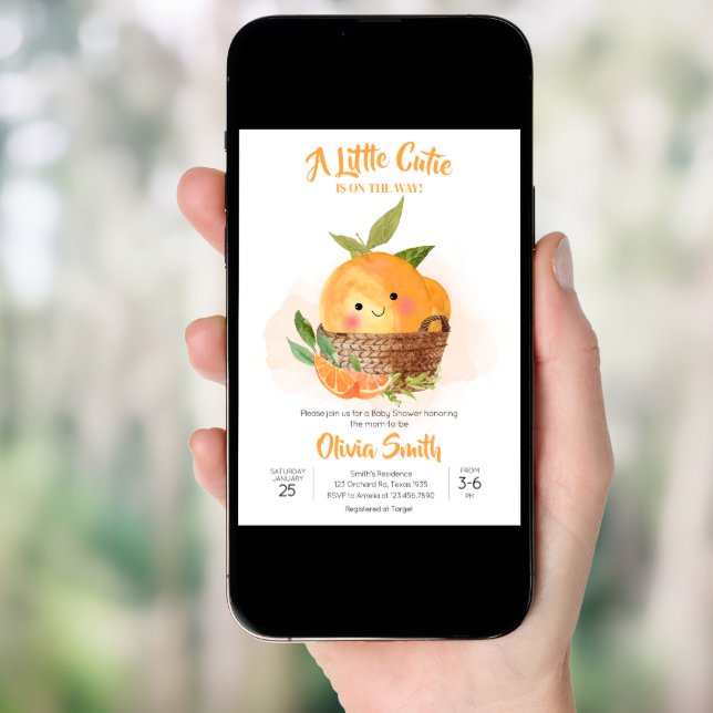 Orange Citrus Little Cutie Baby Shower Invitation (Front Digital)