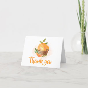 Orange Citrus Little Cutie Baby Shower Letterpress Thank You Card