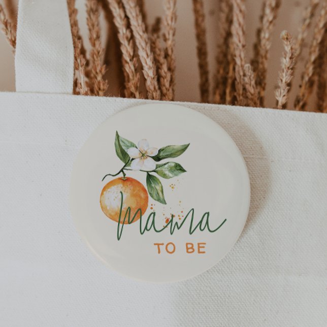 Orange Citrus Little Cutie Baby Shower Mama To Be Button (Creator Uploaded)