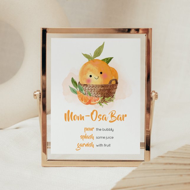 Orange Citrus Little Cutie Baby Shower Mom Osa Bar Poster (Little Cutie Orange Citrus Baby Shower Mom Osa Bar Sign)