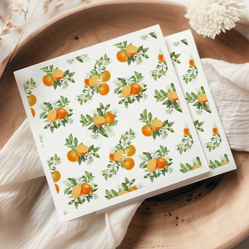 Orange Citrus Little Cutie Baby Shower Napkins