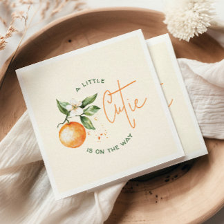 Orange Citrus Little Cutie Baby Shower Napkins