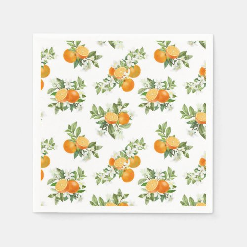 Orange Citrus Little Cutie Baby Shower Napkins