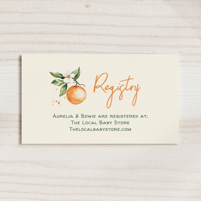 Orange Citrus Little Cutie Baby Shower Registry Enclosure Card (Creator Uploaded)