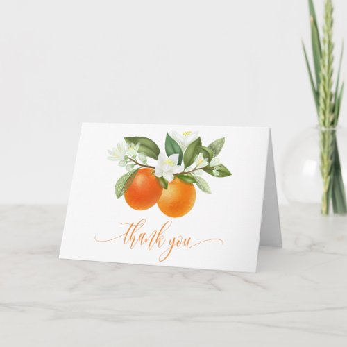 Orange Citrus Little Cutie Baby Shower Thank You Card