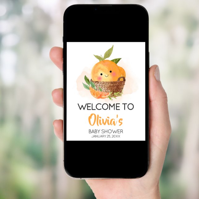 Orange Citrus Little Cutie Baby Shower Welcome Poster (Front Digital)