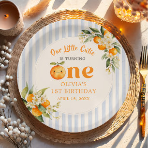 Orange Citrus Little Cutie Birthday Paper Plates