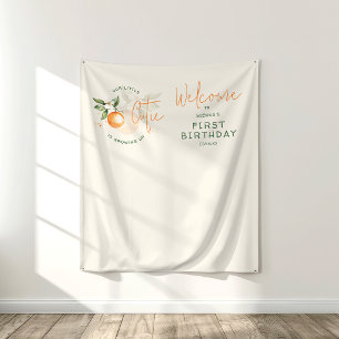 Orange Citrus Little Cutie Birthday Party Backdrop