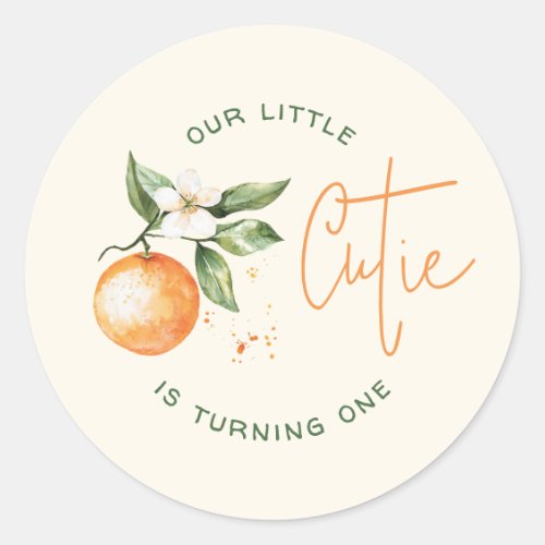 Orange Citrus Little Cutie Birthday Party Favor Classic Round Sticker