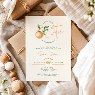 Orange Citrus Little Cutie Birthday Party Invitation