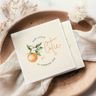 Orange Citrus Little Cutie Birthday Party Napkins