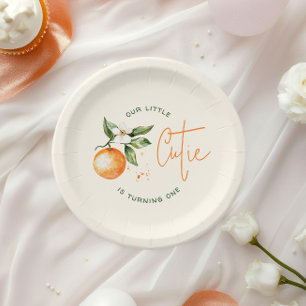 Orange Citrus Little Cutie Birthday Party Paper Plates