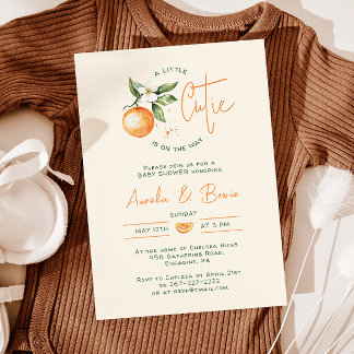 Orange Citrus Little Cutie Couples Baby Shower Invitation