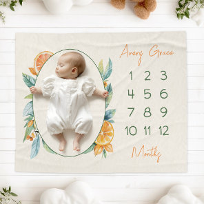 Orange Citrus Little Cutie Milestone Baby Blanket