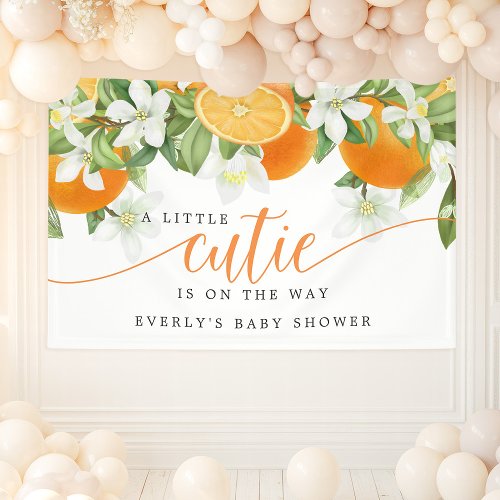 Orange Citrus Little Cutie On The Way Baby Shower Banner