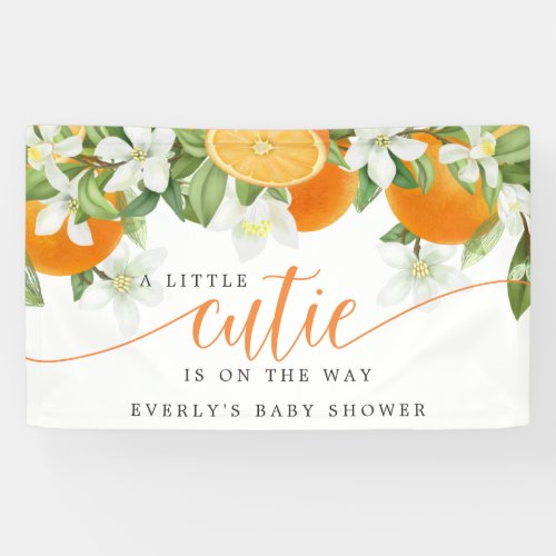 Orange Citrus Little Cutie On The Way Baby Shower Banner