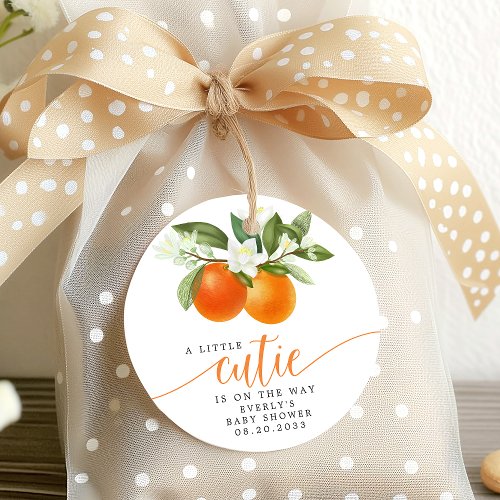 Orange Citrus Little Cutie On The Way Baby Shower Favor Tags