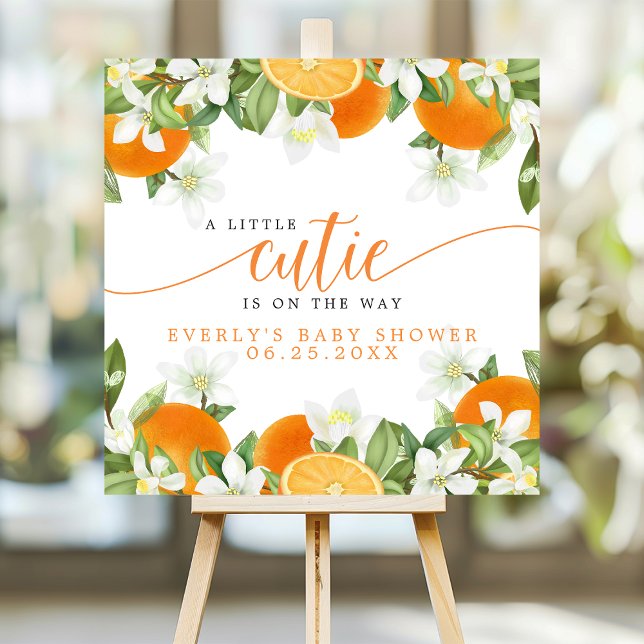 Orange Citrus Little Cutie On The Way Baby Shower Foam Board (Creator Uploaded)