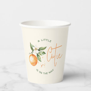 Orange Citrus Little Cutie On The Way Baby Shower Paper Cups