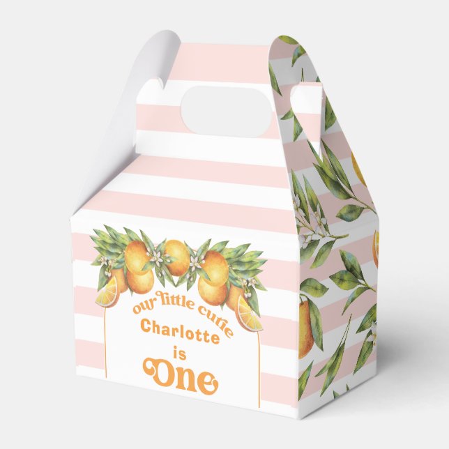 Orange Citrus Little Cutie One 1st Birthday Favor  Boxes (Front Side)