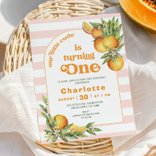 Orange Citrus Little Cutie One 1st Birthday Invitation