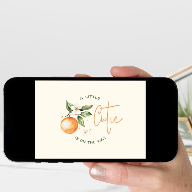 Orange Citrus Little Cutie Pregnancy Announcement (Front Digital)