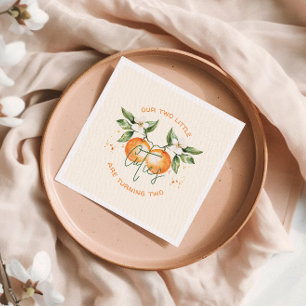 Orange Citrus Little Cutie Twin Birthday Party Napkins