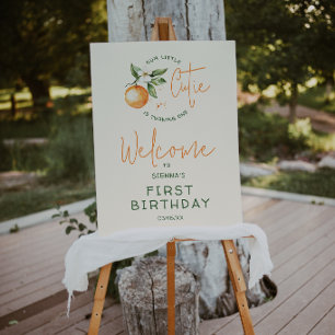 Orange Citrus Little Cutie Welcome Birthday Party Foam Board