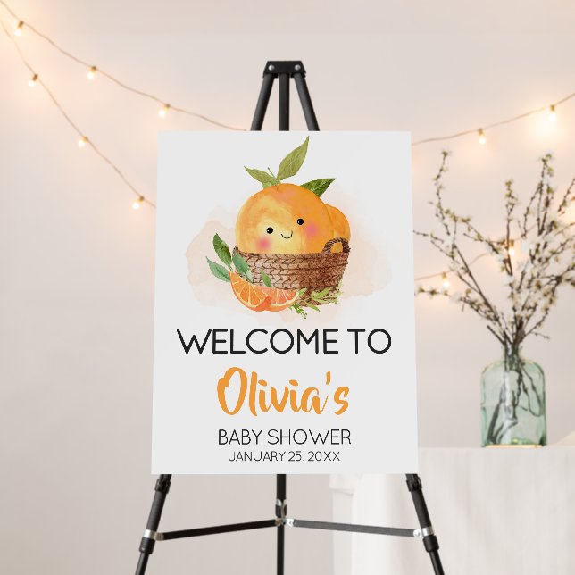 Orange Citrus Little Cutie Welcome Sign (In Situ (Stand))
