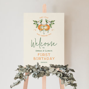 Orange Citrus Little Cutie Welcome Twin Birthday Foam Board