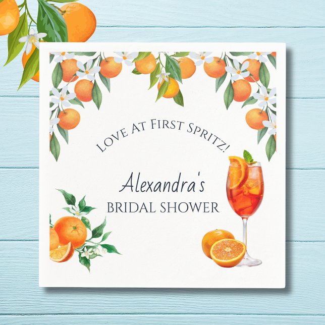 Orange Citrus Love at First Spritz Bridal Shower  Napkins (Creator Uploaded)